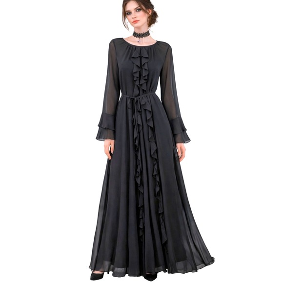 The Drop Dresses & Skirts - The Drop Womens Maxi Dress L NWT Goth Dark Fairy Witchy Sheer Formal Party Black